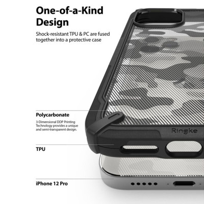 Apple iPhone 13 Pro Ringke Fusion X Suojakuori, Musta / Camo
