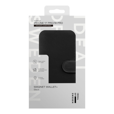 Apple iPhone 17 Pro / 18 Pro iDeal of Sweden Magnet Wallet+ MagSafe Suojakotelo, Musta