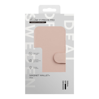 Apple iPhone 17 Pro / 18 Pro iDeal of Sweden Magnet Wallet+ MagSafe Suojakotelo, Pinkki