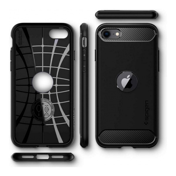 Apple iPhone SE (2020/2022) Spigen Rugged Armor Suojakuori, Musta