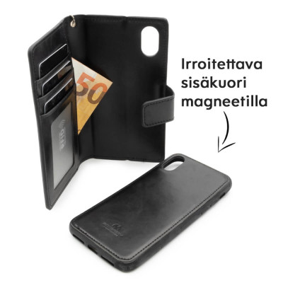 Apple iPhone X / XS Goospery 2in1 Magneettinen Lompakkokotelo, Musta