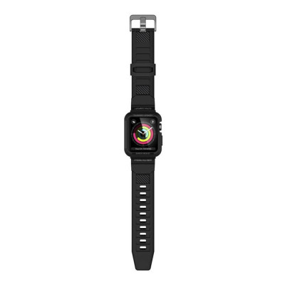 Apple Watch Series 1-3 (42mm) Spigen Rugged Armor Pro Suojakuori rannekkeella, Musta