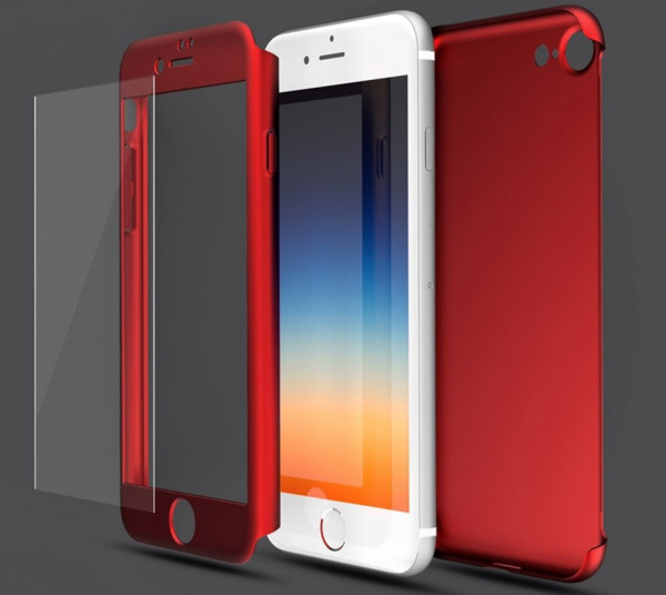 Apple iPhone 7 Plus / 8 Plus Suojakuori Full 360°, Punainen
