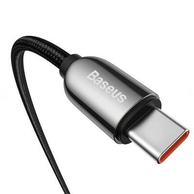 Baseus USB-C - USB-C Nylon Pikalatauskaapeli näytöllä 1.0m, Musta