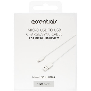 Essentials Micro-USB Kaapeli 1.5m, Valkoinen