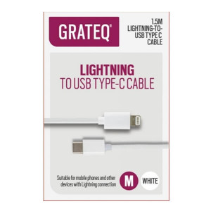 Grateq Lightning - USB-C Kaapeli 1,5m, Valkoinen
