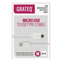 Grateq USB-C - Micro-USB Kaapeli 1,5m, Valkoinen