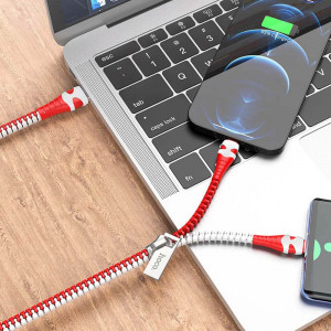 Hoco 2in1 USB-C, Lightning Kaapeli, Punainen