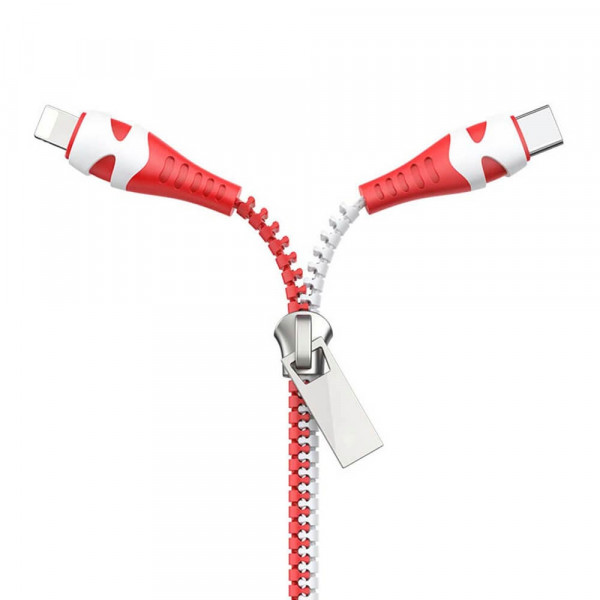 Hoco 2in1 USB-C, Lightning Kaapeli, Punainen