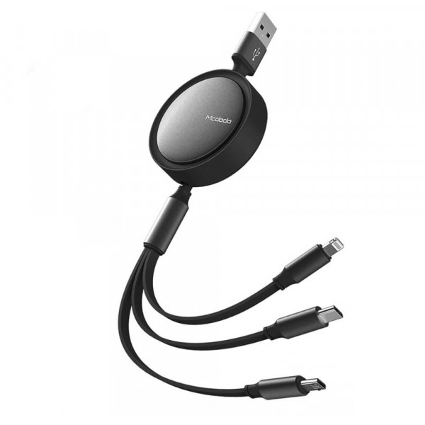 Mcdodo 3in1 Micro-USB, USB-C, Lightning Kaapeli, Musta