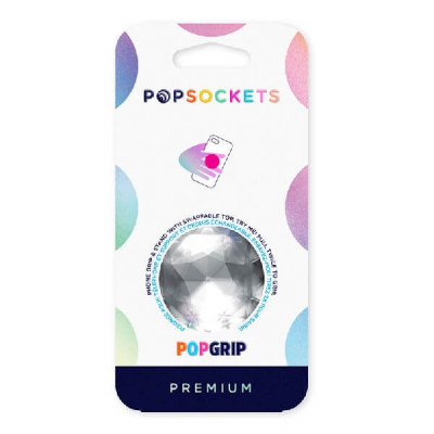 PopSockets Grip Puhelinpidike, Premium Disco Crystal Silver
