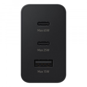 Samsung 65W Power Adapter Trio 2 x USB-C + USB-A Pikalaturi, Musta