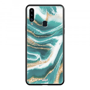 Samsung Galaxy A20s Inkit Suojakuori, Turquoise Marble