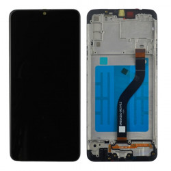 Samsung Galaxy A20s näyttö rungolla ja työkalut, Musta