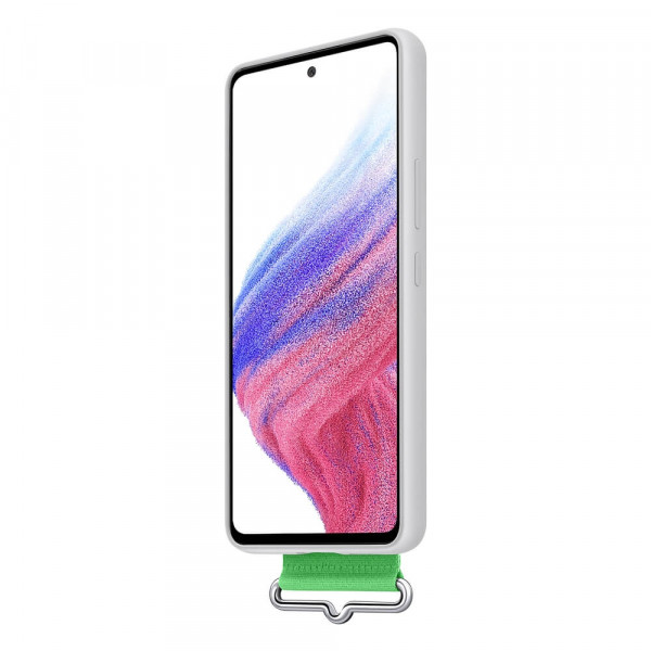 Samsung Galaxy A53 5G Silicone Cover Suojakuori nauhalla, Valkoinen