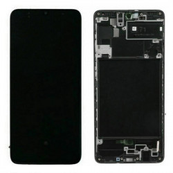 Samsung Galaxy A71 näyttö rungolla ja työkalut, Musta