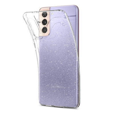 Samsung Galaxy S21 5G Spigen Liquid Crystal Glitter Suojakuori, Kirkas