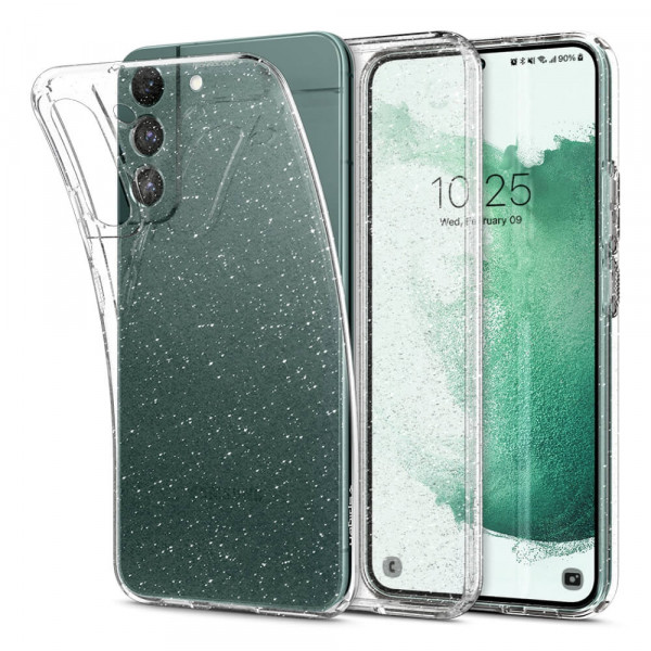 Samsung Galaxy S22 5G Spigen Liquid Crystal Glitter Suojakuori, Kirkas