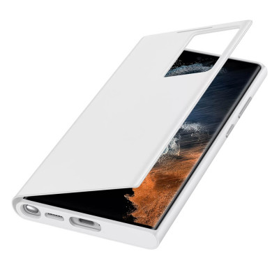 Samsung Galaxy S22 Ultra 5G Smart Clear View Cover Suojakotelo, Valkoinen