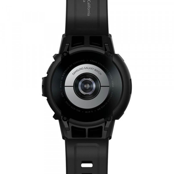 Samsung Galaxy Watch 4 Classic (42mm) Spigen Rugged Armor Pro Suojakuori rannekkeella, Musta