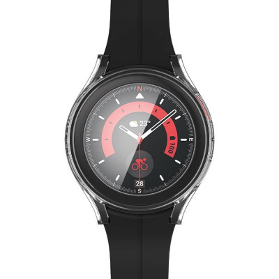 Samsung Galaxy Watch 5 Pro (45mm) Spigen Thin Fit Suojakuori panssarilasilla, Kirkas