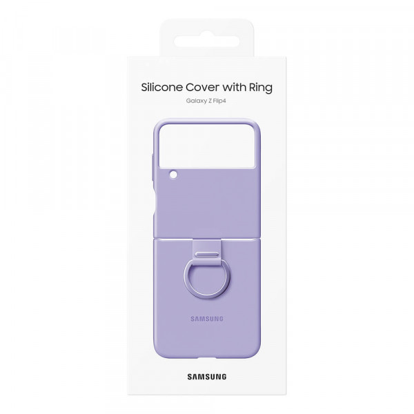 Samsung Galaxy Z Flip4 Silicone Cover Suojakuori sormuksella, Laventeli
