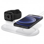 Spigen MagFit Duo -teline Apple Magsafe ja Apple Watch latureille, Valkoinen