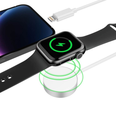 Tech-Protect Ultraboost 2in1 Apple Watch Magneettinen Latausalusta + Lightning, USB-A, Valkoinen