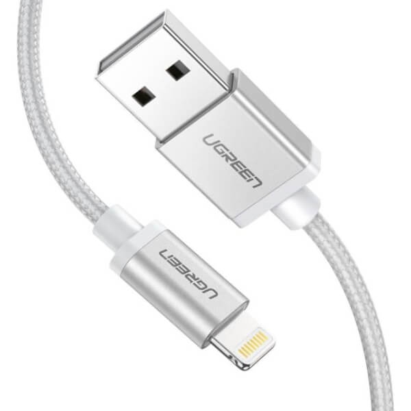 Ugreen Lightning - USB-A Punottu kaapeli 1,5m, Valkoinen