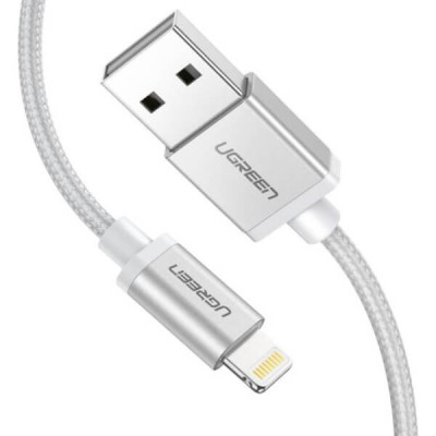 Ugreen Lightning - USB-A Punottu kaapeli 2,0m, Valkoinen