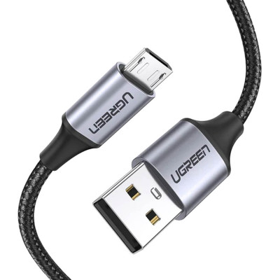 Ugreen Micro-USB - USB-A 2.0 Punottu kaapeli 2,0m, Musta