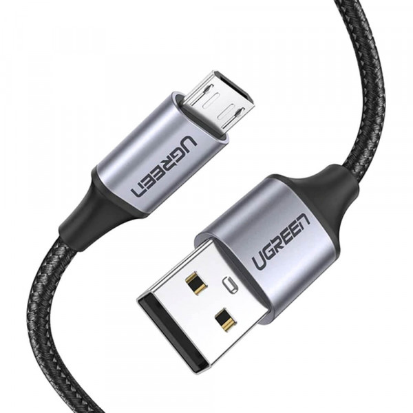 Ugreen Micro-USB - USB-A 2.0 Punottu kaapeli 2,0m, Musta
