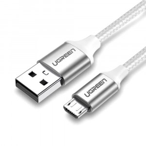 Ugreen Micro-USB Punottu kaapeli 1,5m, Valkoinen