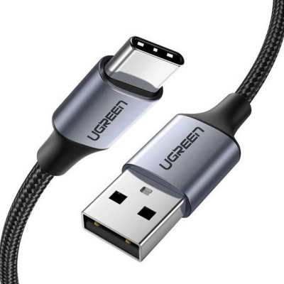 Ugreen USB-C - USB-A 2.0 Punottu kaapeli, 0,25m, Musta