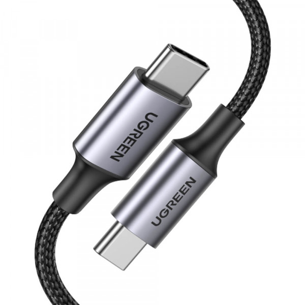 Ugreen USB-C - USB-C 100W Punottu pikalatauskaapeli, 1m, Musta